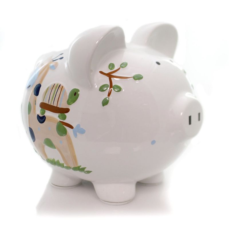 Bank 7.75" Blue Tropical Punch Piggy Giraffe Turtle Monkey  -  Decorative Banks