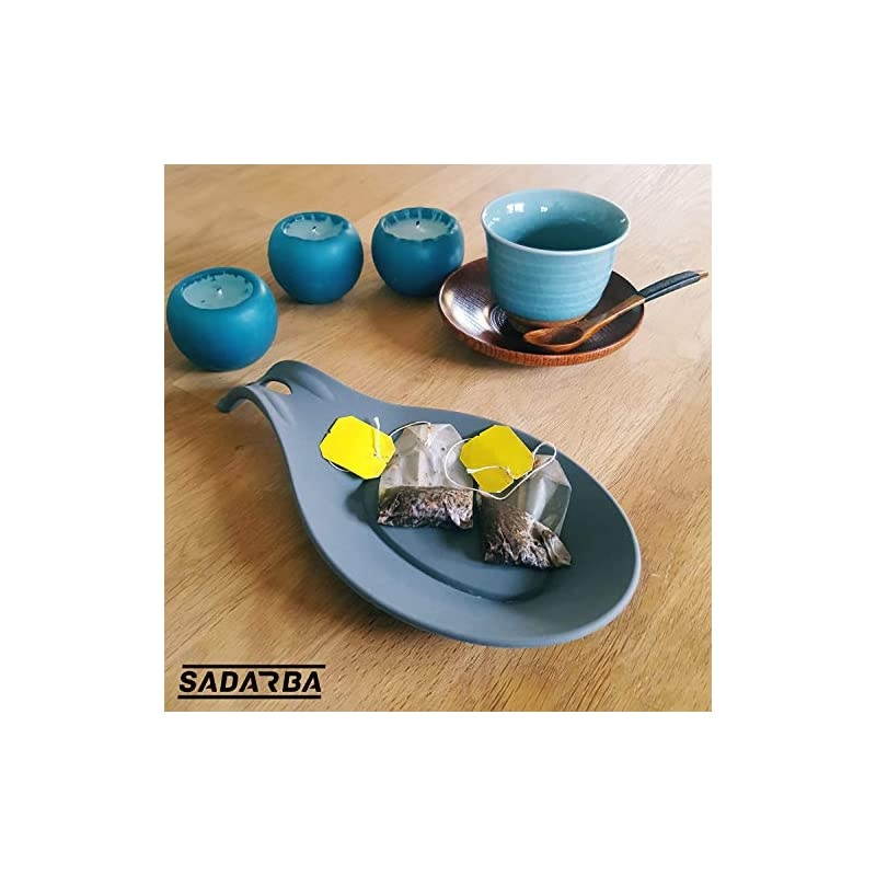 Spoon Rest &ndash; Set of 2 | HEAT RESISTANT | EASY &ndash; CLEAN Spoon Holder for Stove Top | Nonstick Sturdy Silicon Spoon Rest for Kitchen Counter | Utensil Rest | Spatula Rest - Fits Large Utensils