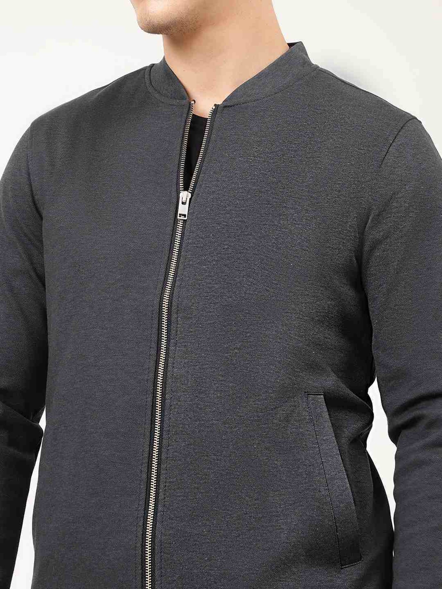 Lindbergh Grey Slim Fit Bomber Jacket