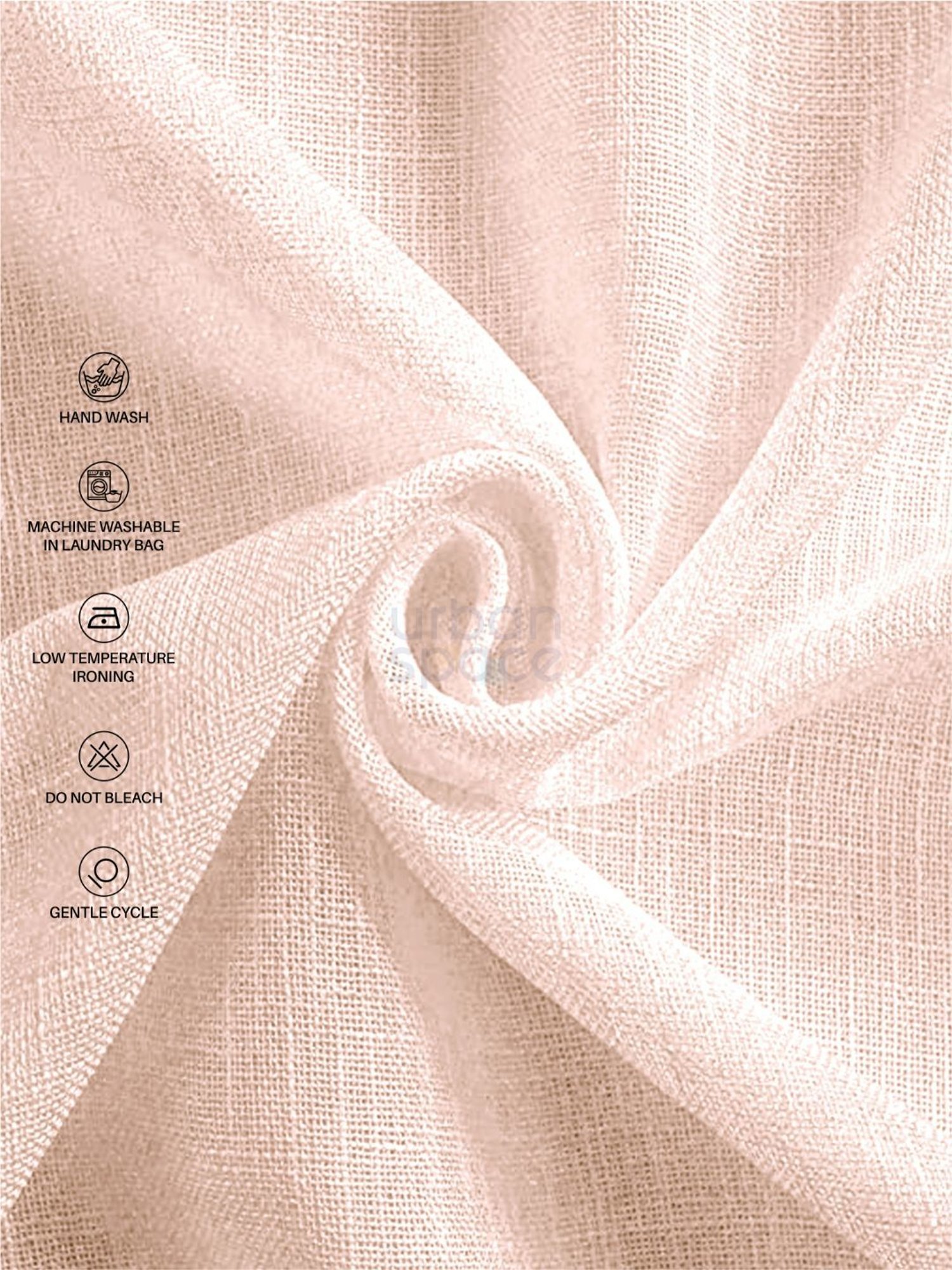 Urban Space Textured Pink Polyester 5 ft Sheer Window Curtains - Set of 2