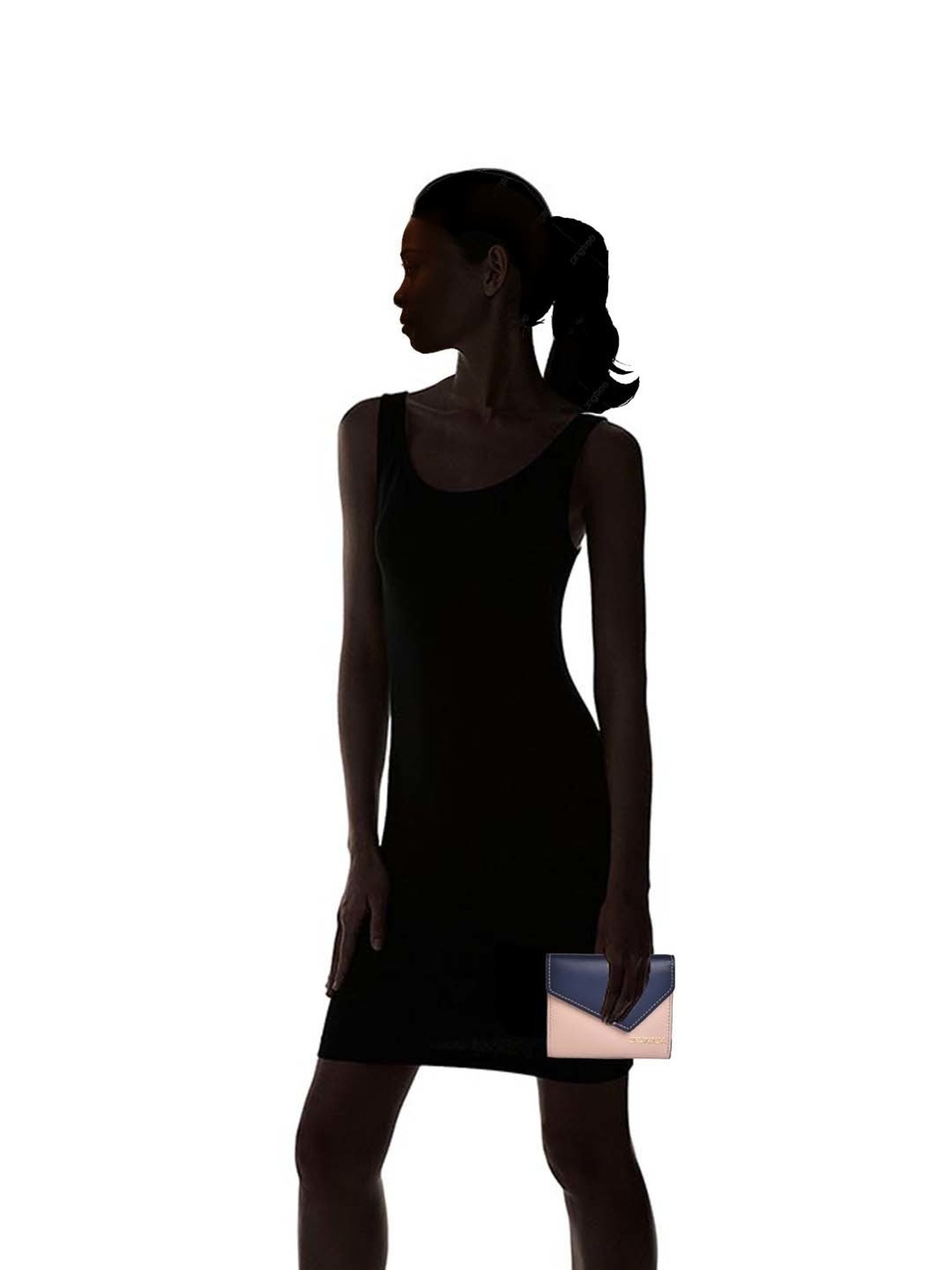 BELWABA Pink Color Block Tri-Fold Wallet for Women