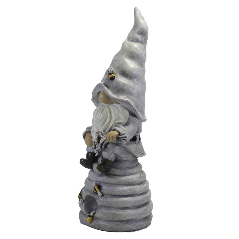 Home & Garden 13.25" Gnome With Bee Hive Bumble Daisies Roman, Inc  -  Outdoor Sculptures And Statues