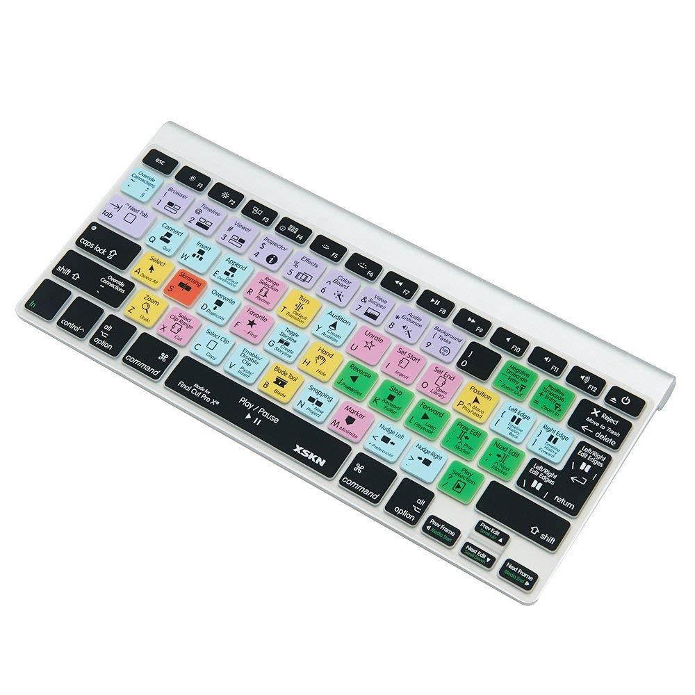 XSKN FCPX Shortcut Keyboard Skin, Final Cut Pro X 10 Silicone Keyboard Cover for Macbook Air 13, Macbook Pro 13 15 17, Retina (US & European ISO Keyboard)