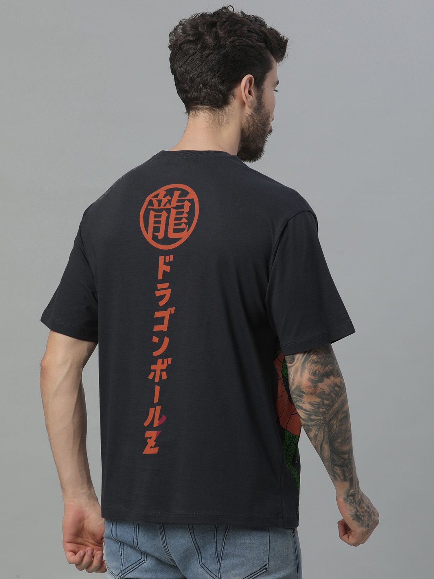 Free Authority Grey Loose Fit Printed T-Shirt