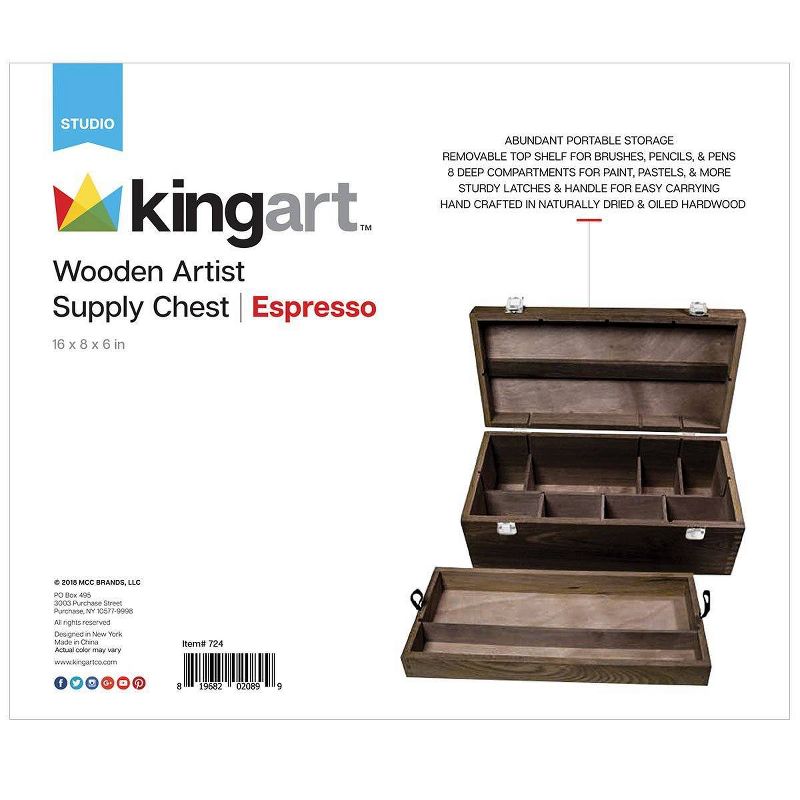 Kingart Wooden Artist Supply Chest - Espresso