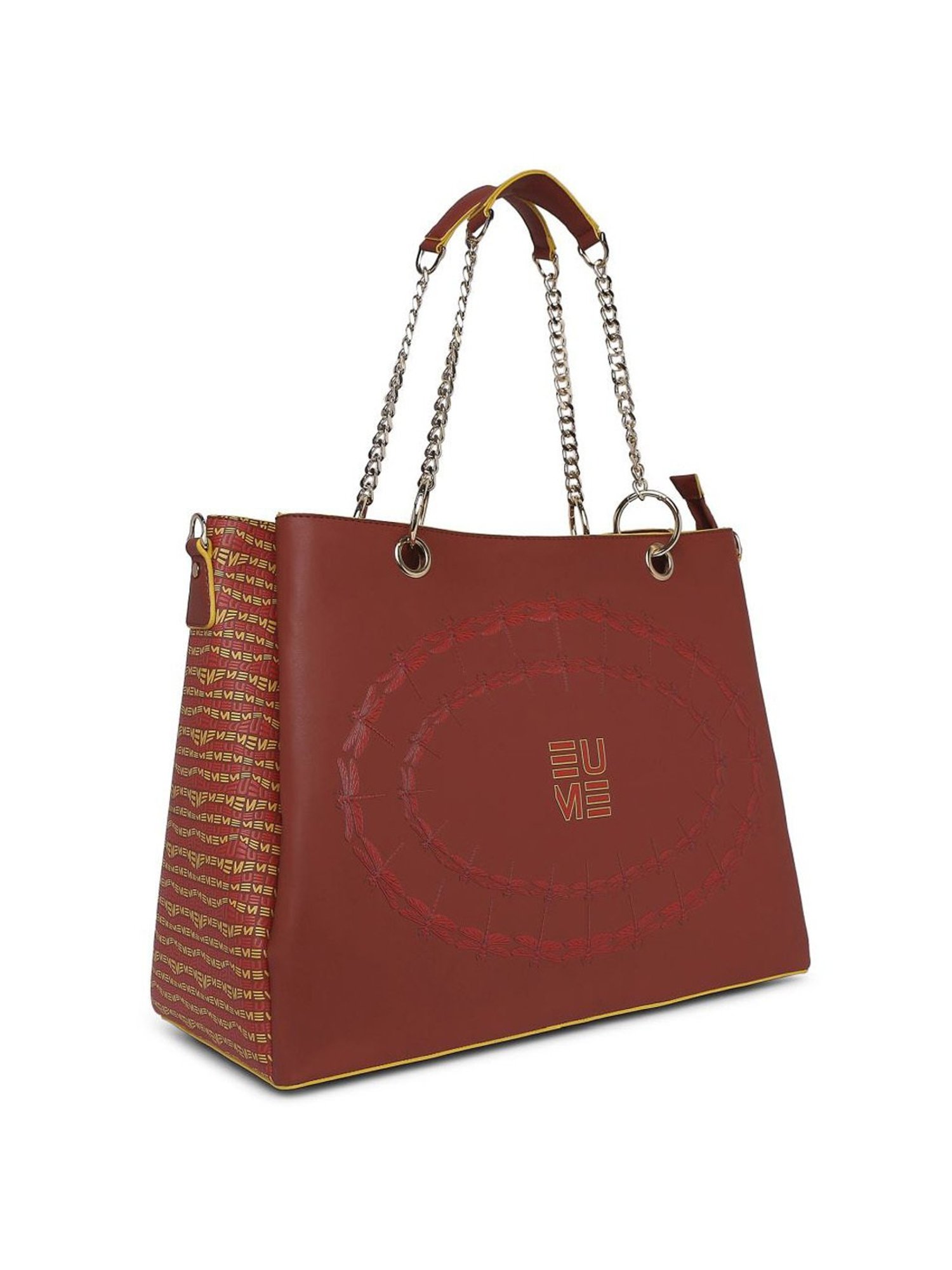 Eume Dragonfly Hot Sauce Red Leather Printed Shoulder Handbag