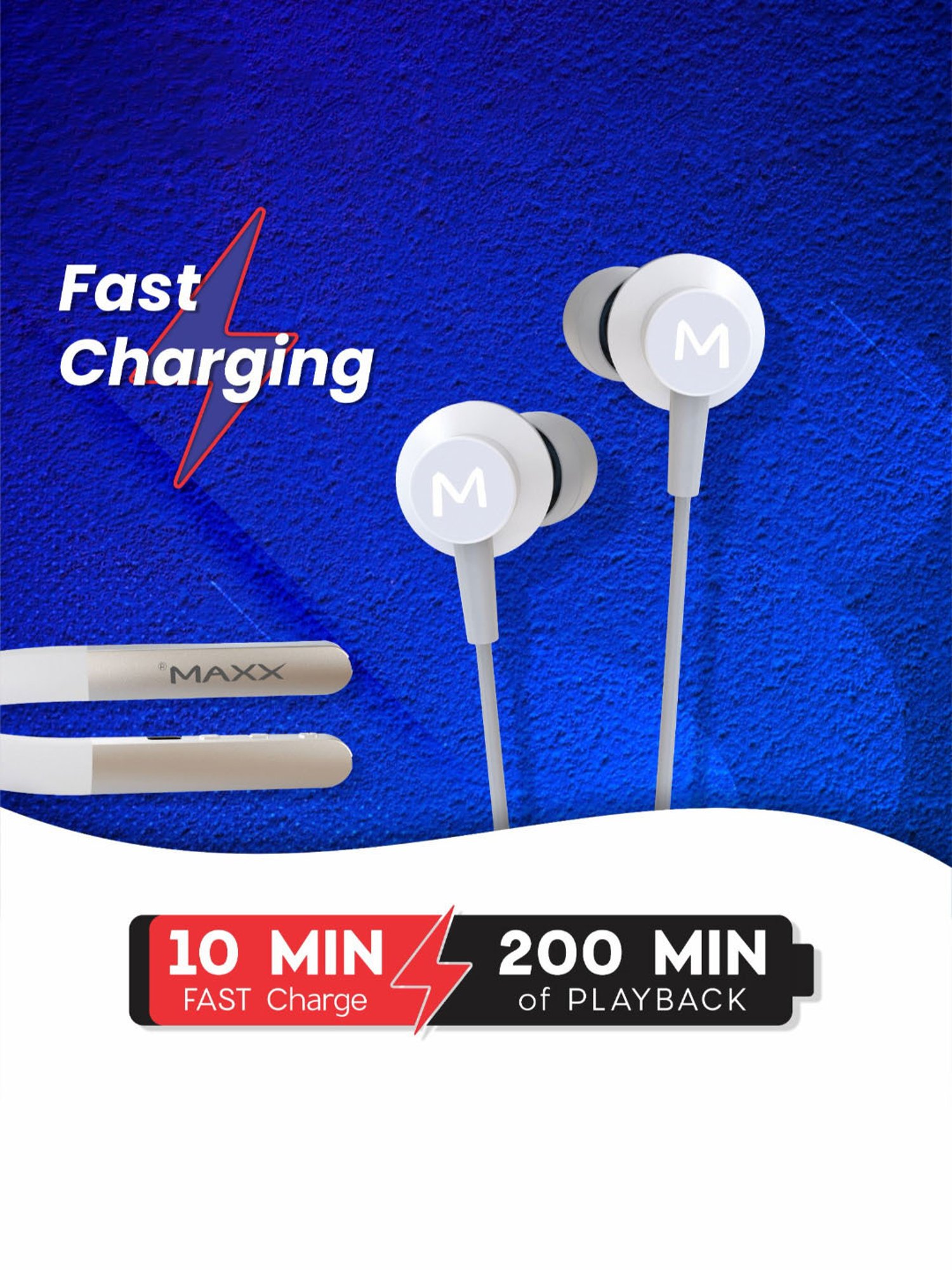 Maxx NX151 Pro In Ear Bluetooth Neckband with Upto 25 Hours Playtime & Fast Charging (Silver)