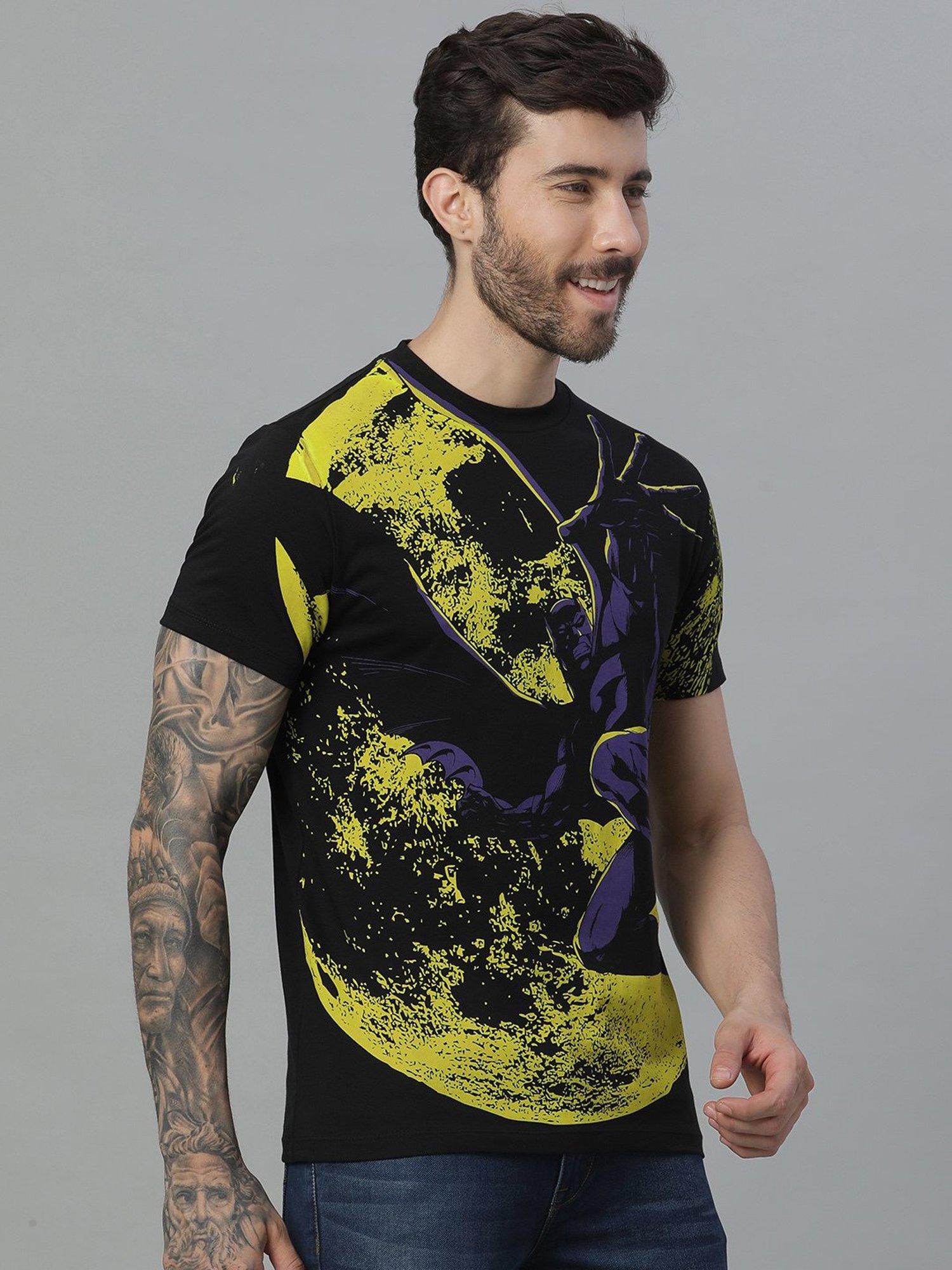 Free Authority Black Regular Fit Printed T-Shirt