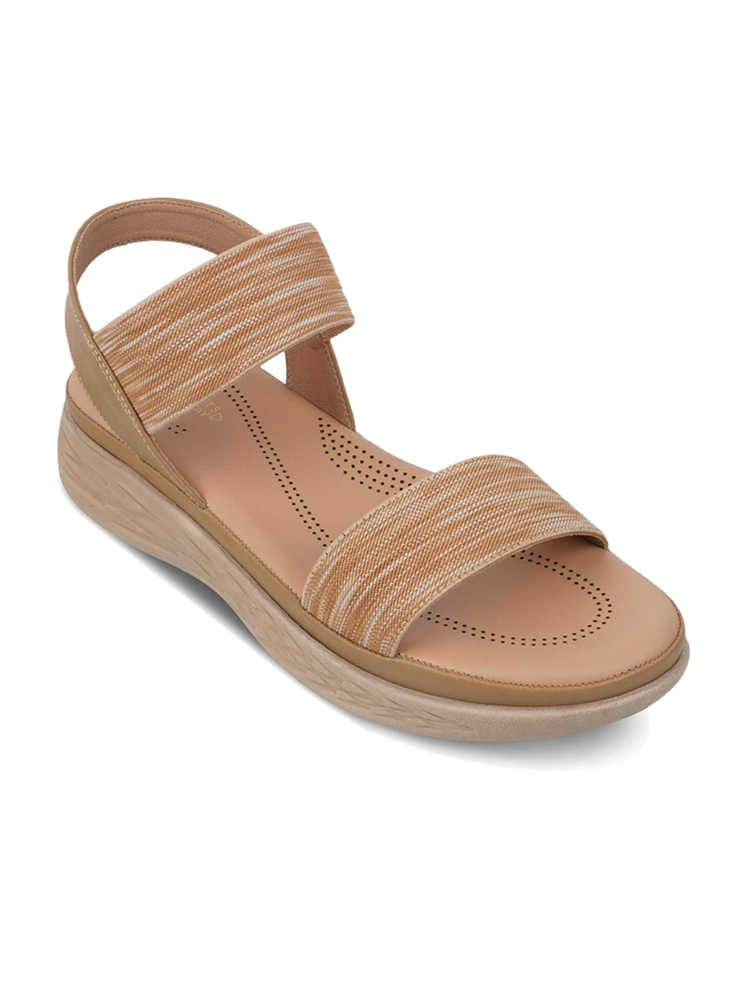 Tresmode Women's Beige Ankle Strap Wedges