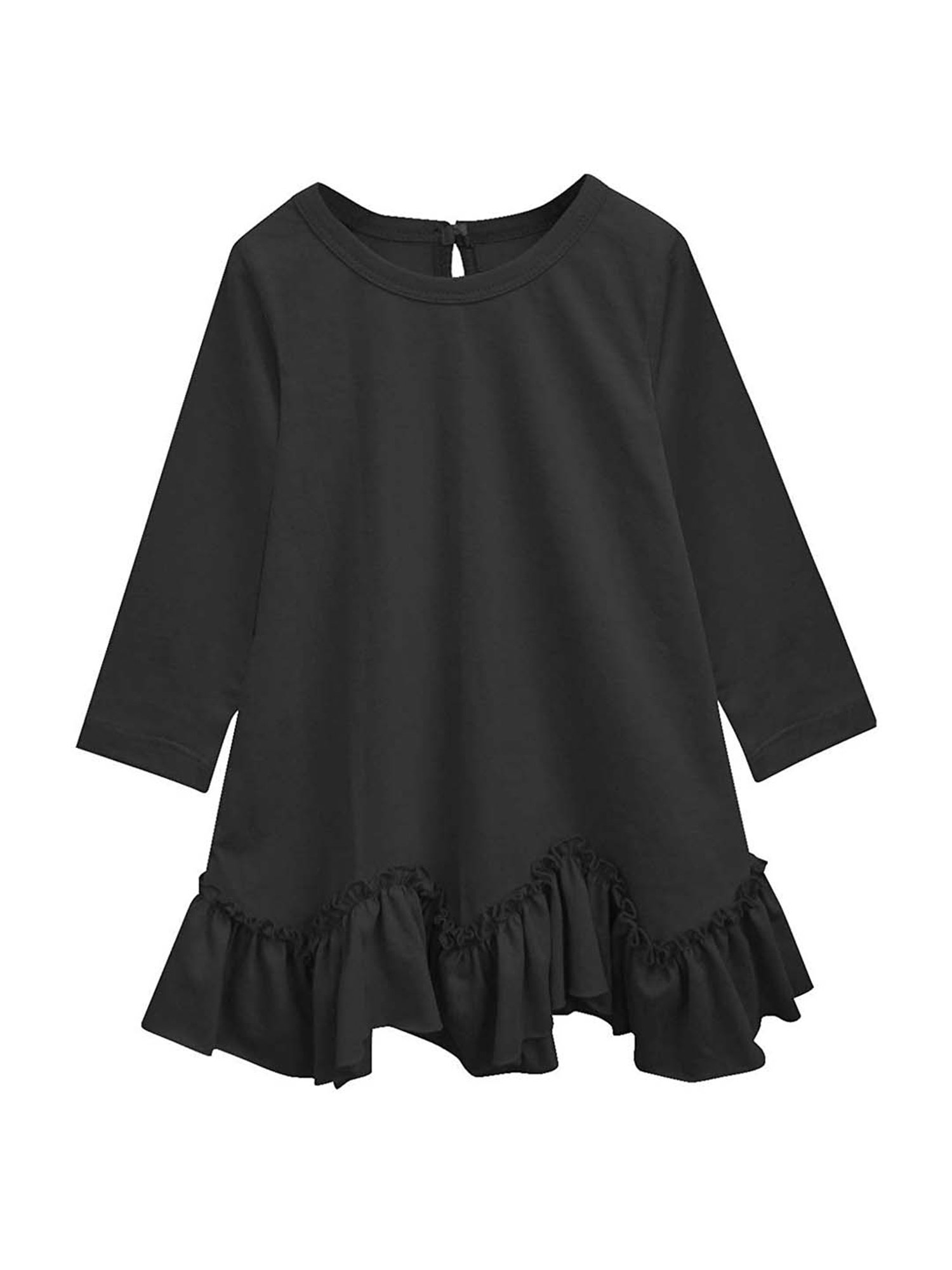 A.T.U.N. Kids Black Cotton Regular Fit Full Sleeves Dress