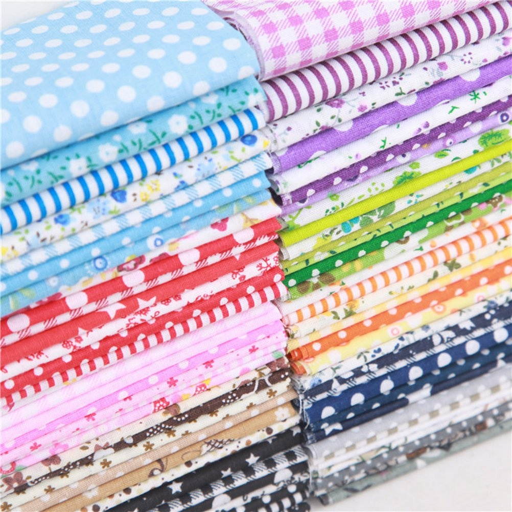 7PCS Small Floral Patchwork Cloth Fresh Printed Tabby Cloth Pure Cotton DIY Cloth Sheet Handmade DIY Cotton Cloth for Home Store (Blue Series)