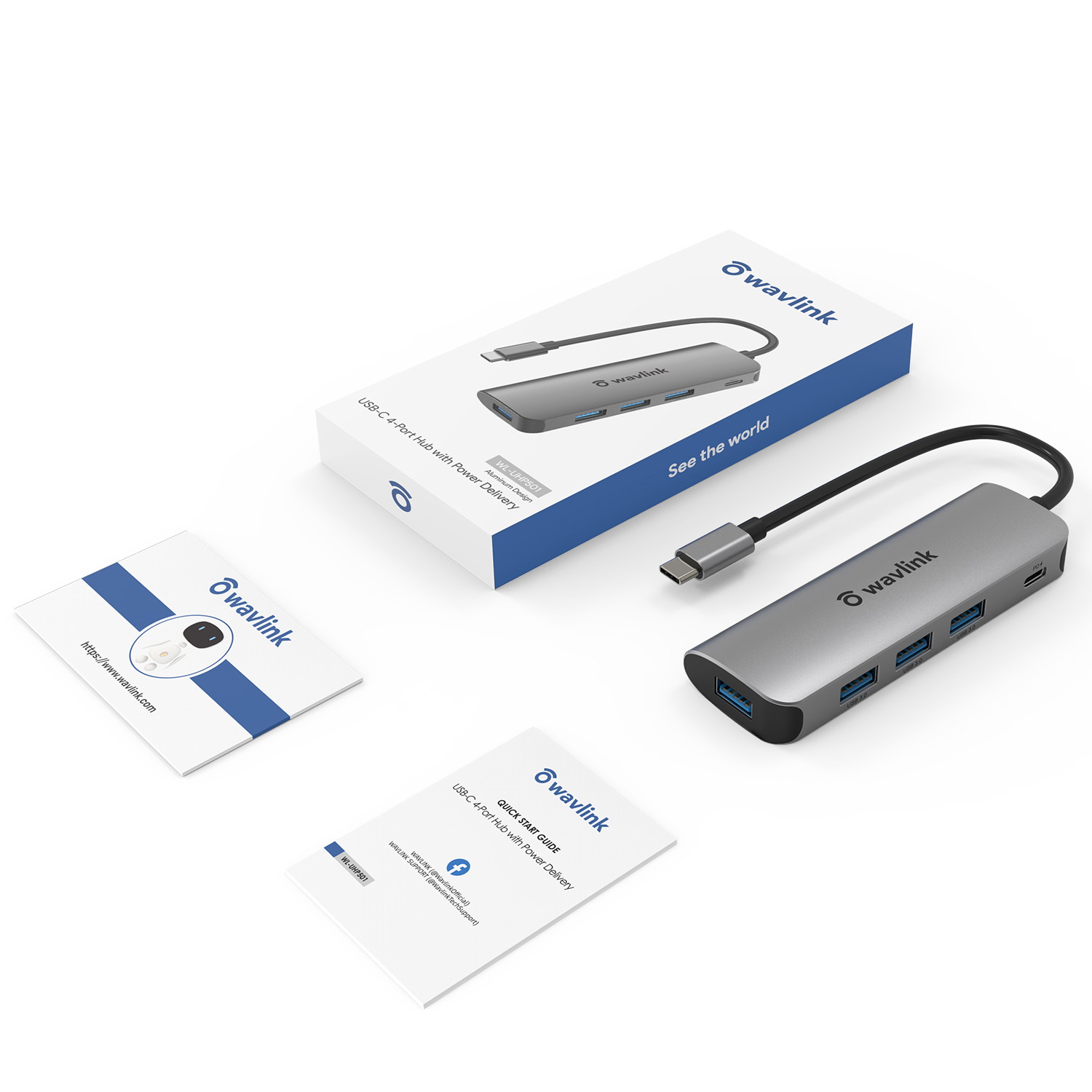 Wavlink USB C Hub, Type C Adapter Mini Docking Station with 4K HDMI Port, 2 USB 3.0, TF/SD Card Reader, USB-C PD3.0 100W  and Thunderbolt 3, LED indicator For MacBook Pro for MacBook Pro/Air