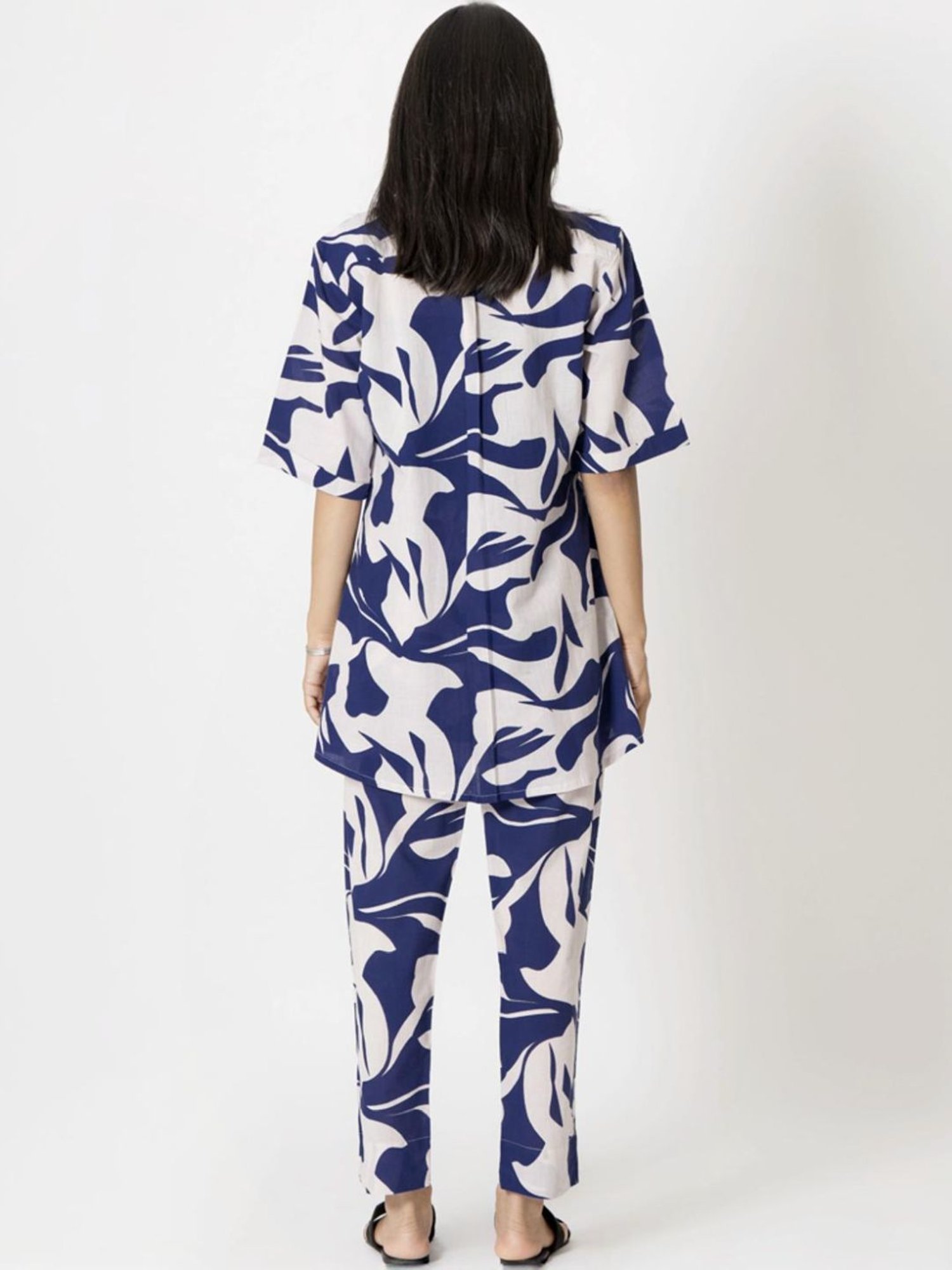 Kameez by Pooja White & Purple Capsule 24 Digital Print Cotton Shirt and Pant Co-ord Set