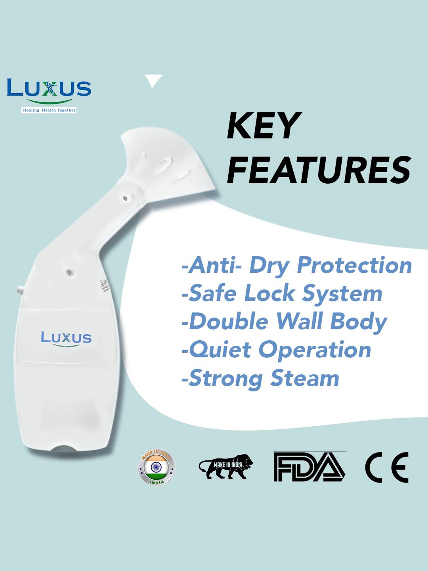 Luxus Vapcure VAP-06 Steam Vaporizer Nose, Cough Steamer, Nozzle Inhaler & Nose Vaporizer (White)