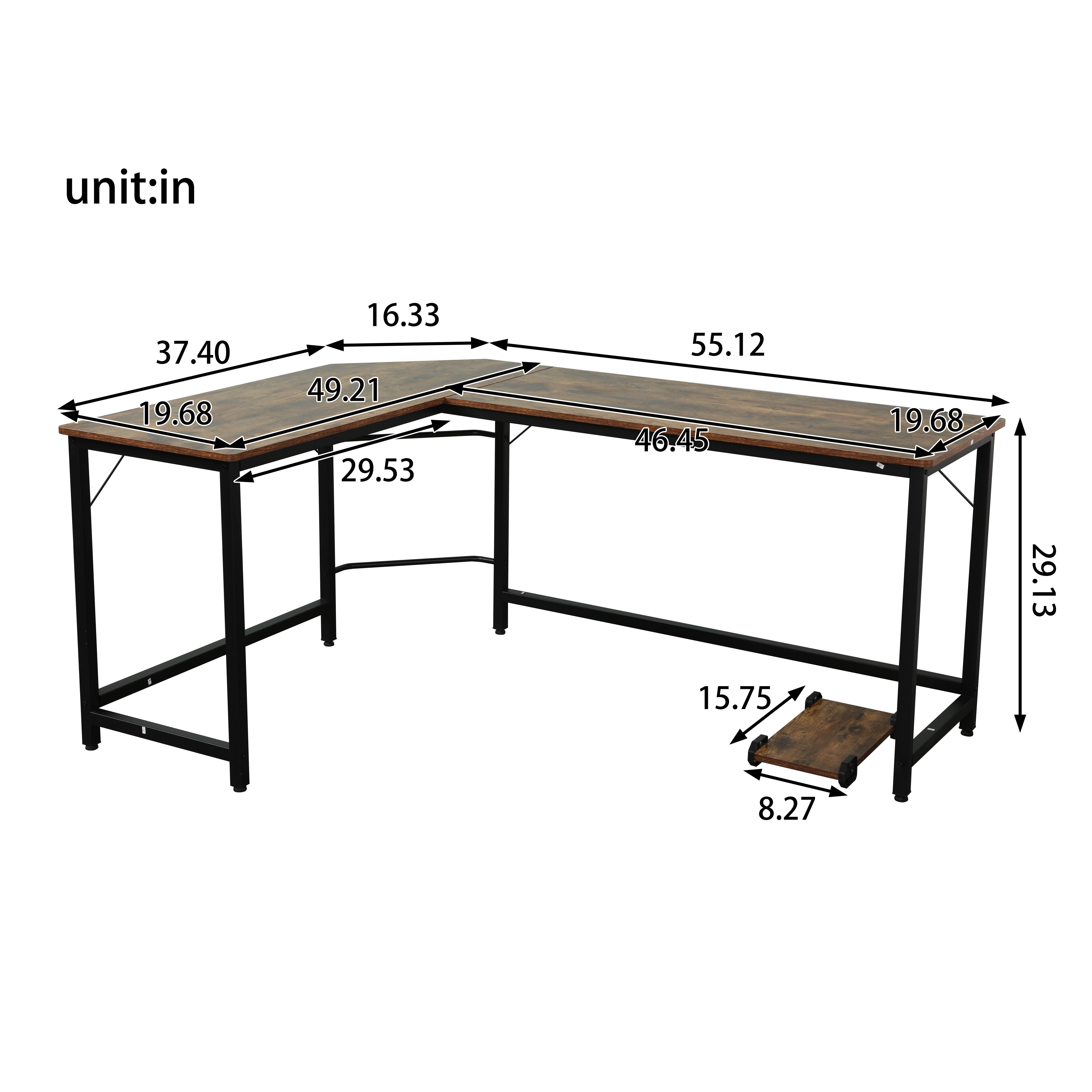 L-Shaped Desk Corner Computer Desk PC Laptop Desk Study Desk With CPU Storage Modern Desk With Large Workstation Weight Up To 450lbs Gaming Desk Home Office Desk