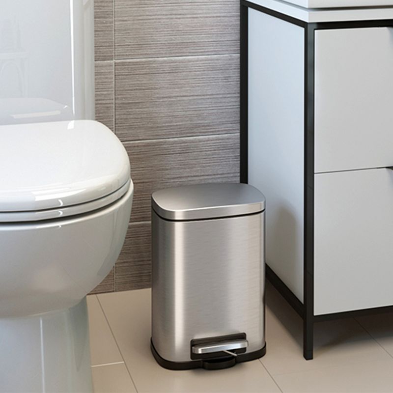 iTouchless Combo Set Step Pedal Kitchen and Bathroom Trash Cans with AbsorbX Odor Filter 13.2 and 1.3 Gallon Silver Stainless Steel
