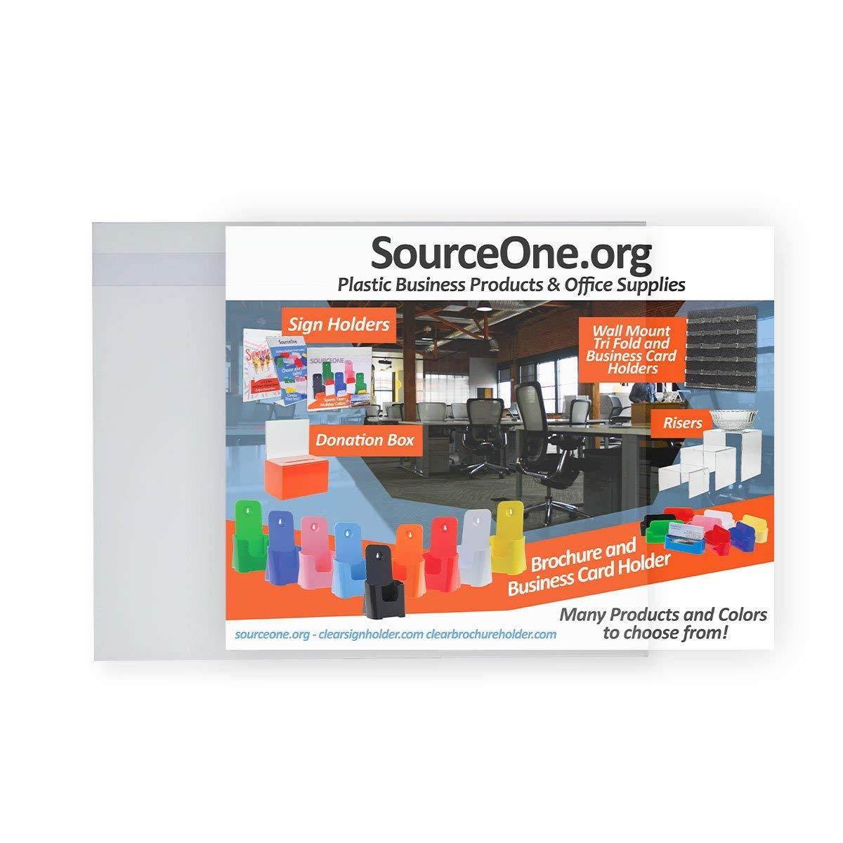 Source One Unbreakable Wall Mount Acrylic Sign Holder with Adhesive, No Drilling (4 x 6-6 Pack)