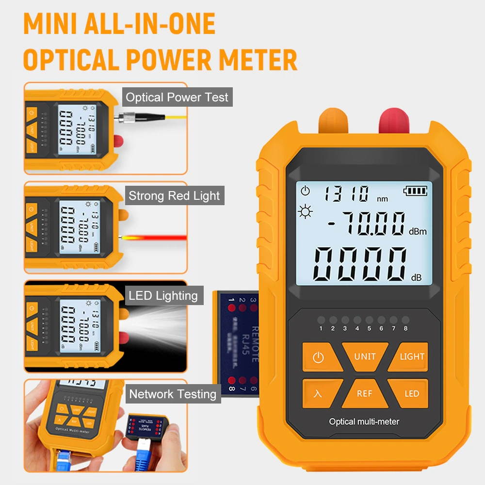Handheld Optical Power Meter with 5km Red Light -70~+3dBm Optical Power Tester Network Cable Tester Digital Light Power Meter