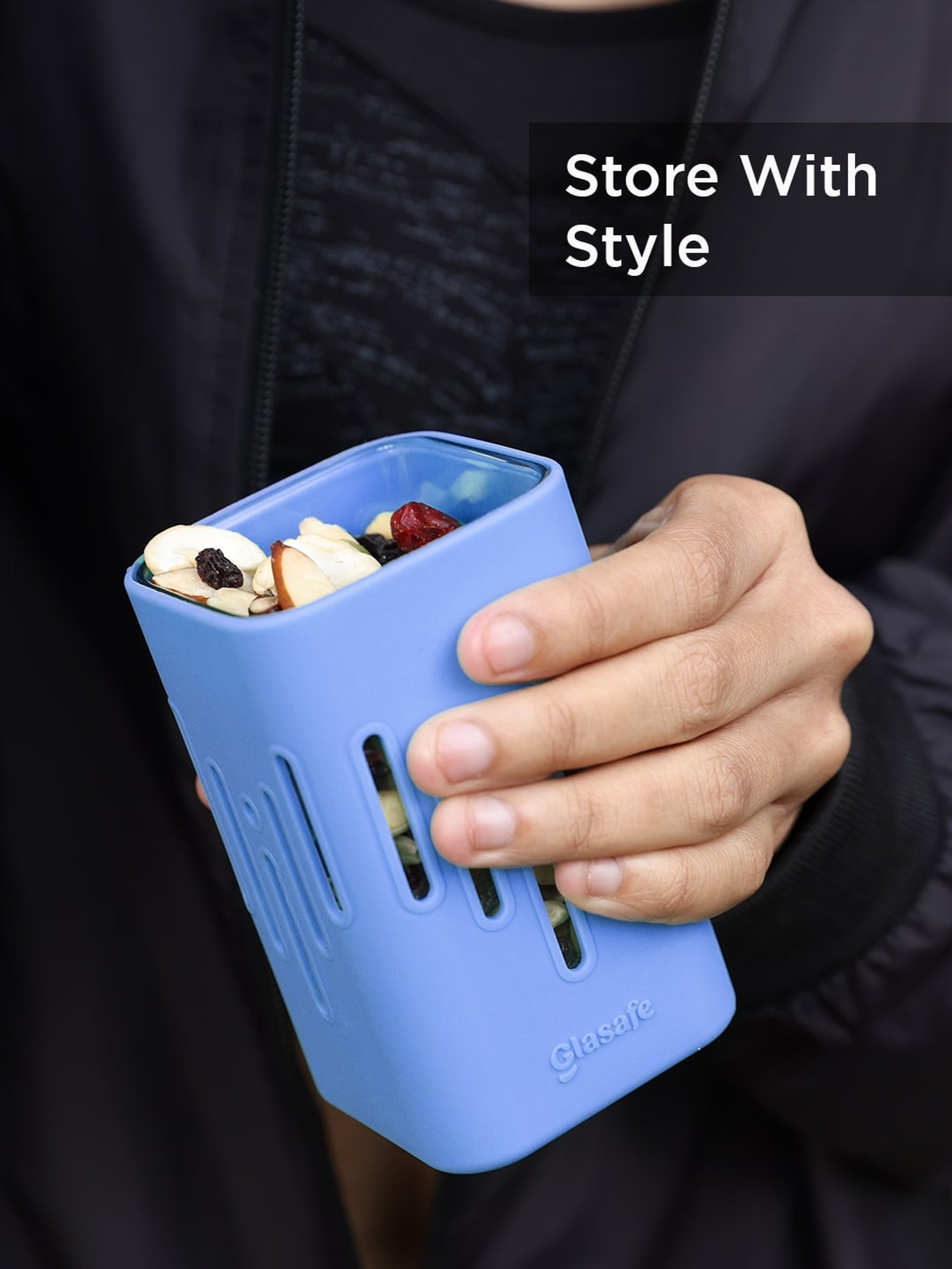 Glasafe 'O' Grip Tranquil Teal Borosilicate Container (250ml)