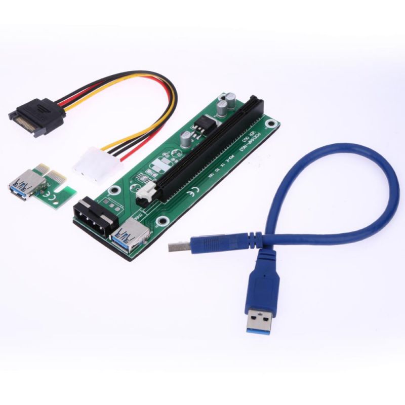 30CM USB 3.0 PCI-E Express 1x to 16x Extender Riser Card Adapter SATA 15Pin-4Pin Power Cable