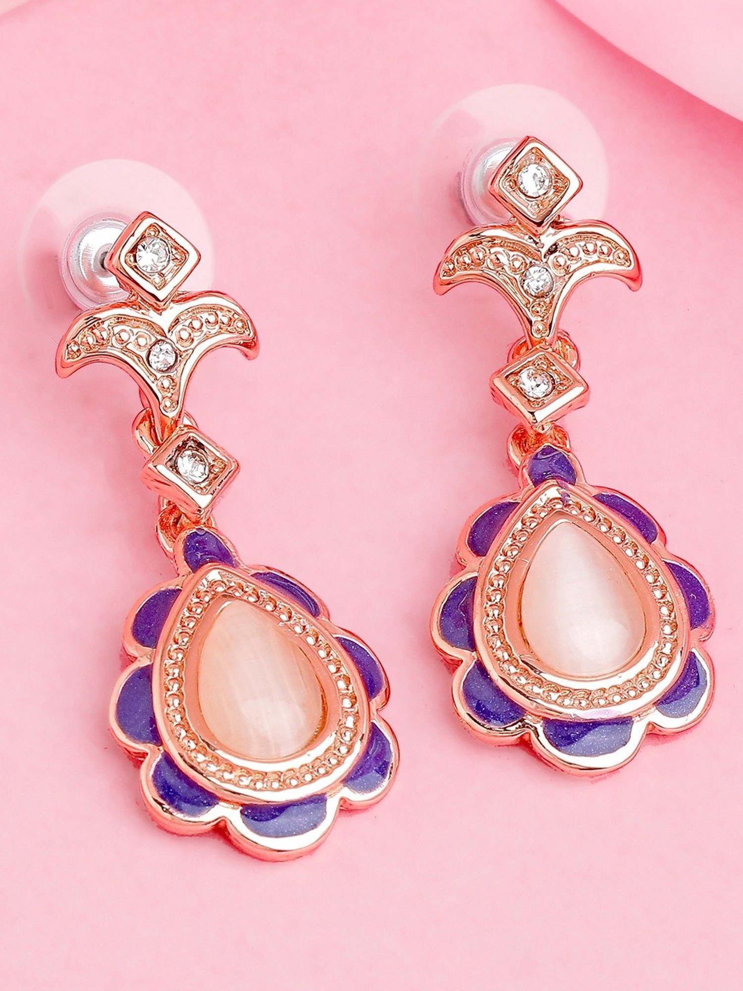 Estele Rose Gold-Plated Beautiful Dangler Earrings