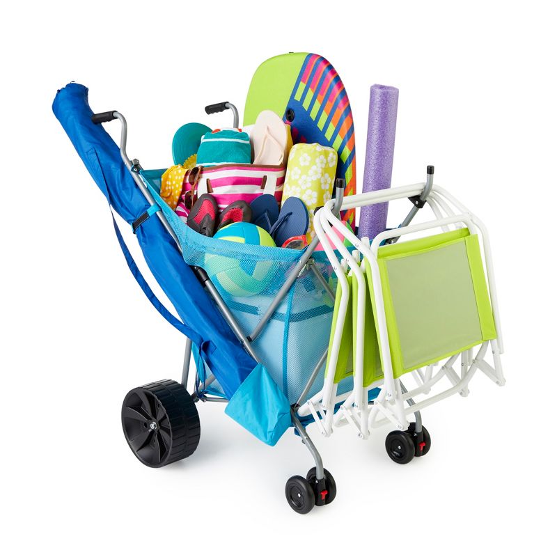 Seina Steel Framed Collapsible Versatile Garden Cart Beach Sand Cruiser, Blue