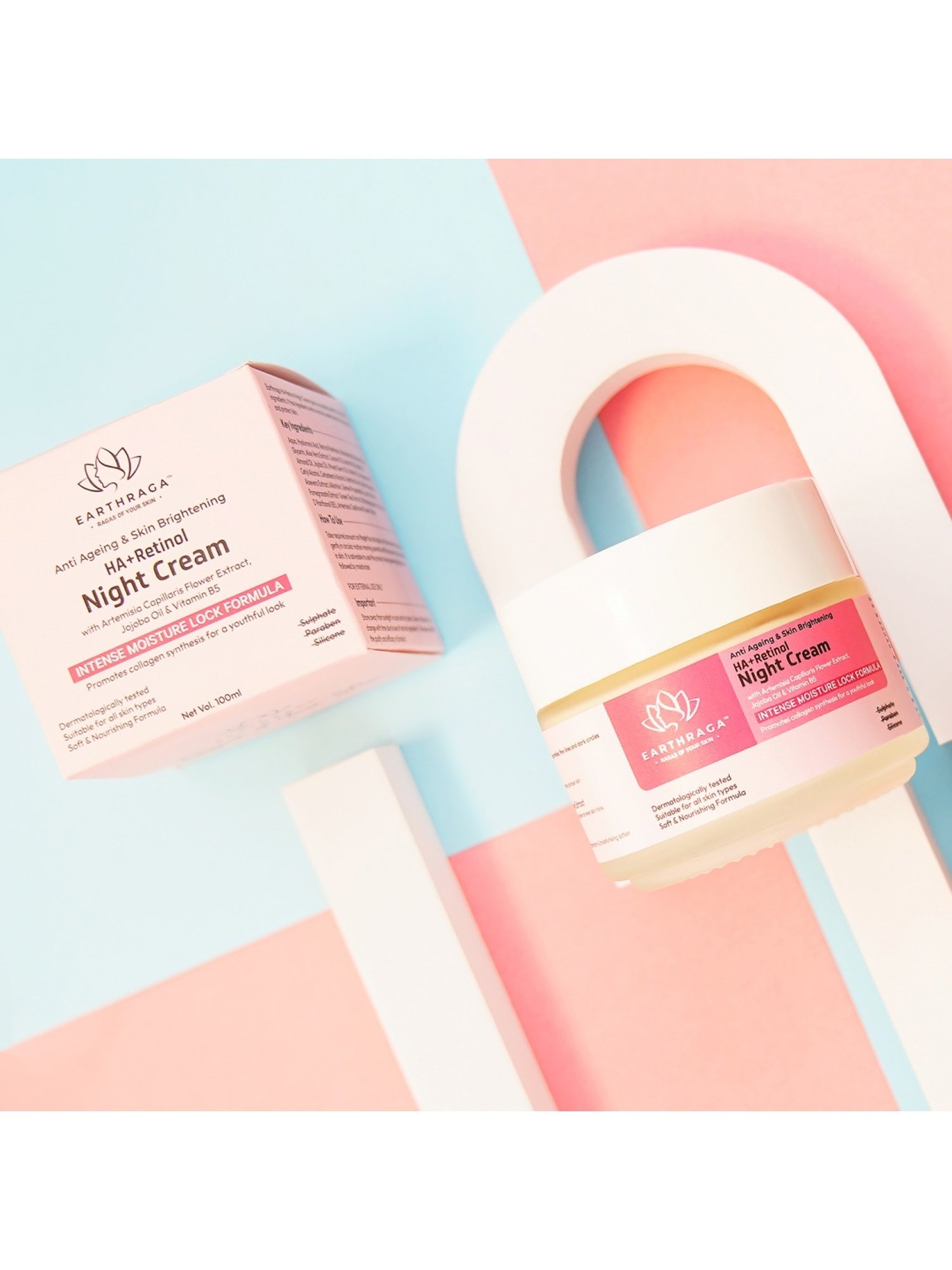 Earthraga Anti Ageing & Skin Brightening HA + Retinol Night Cream - 100 ml