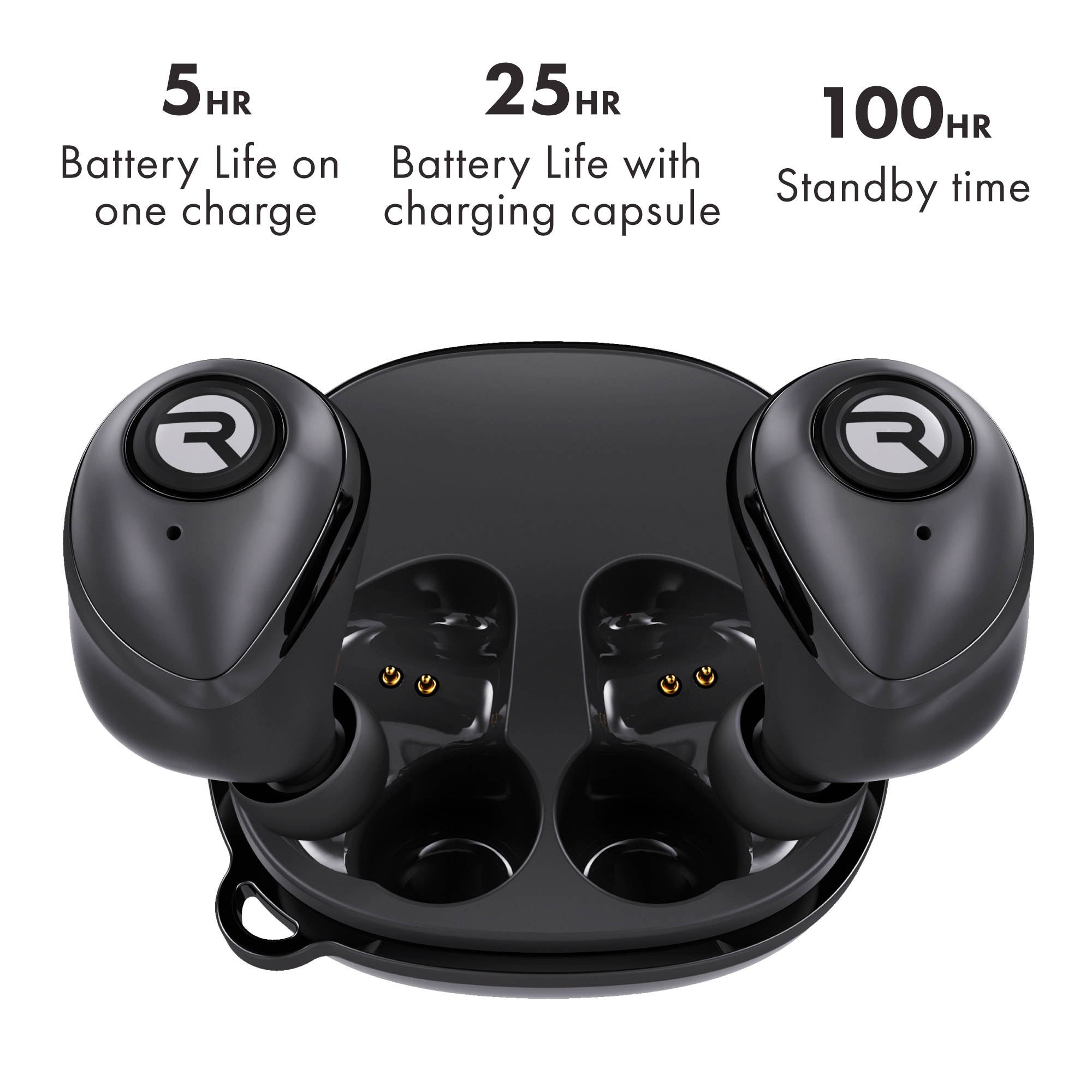 Raycon E50 True Wireless Bluetooth Earbuds - Bluetooth 5.0 Headphones Stereo Sound in-Ear Bluetooth Headset Wireless Earbuds 25 Hours Playtime and Built-in Microphone - Black