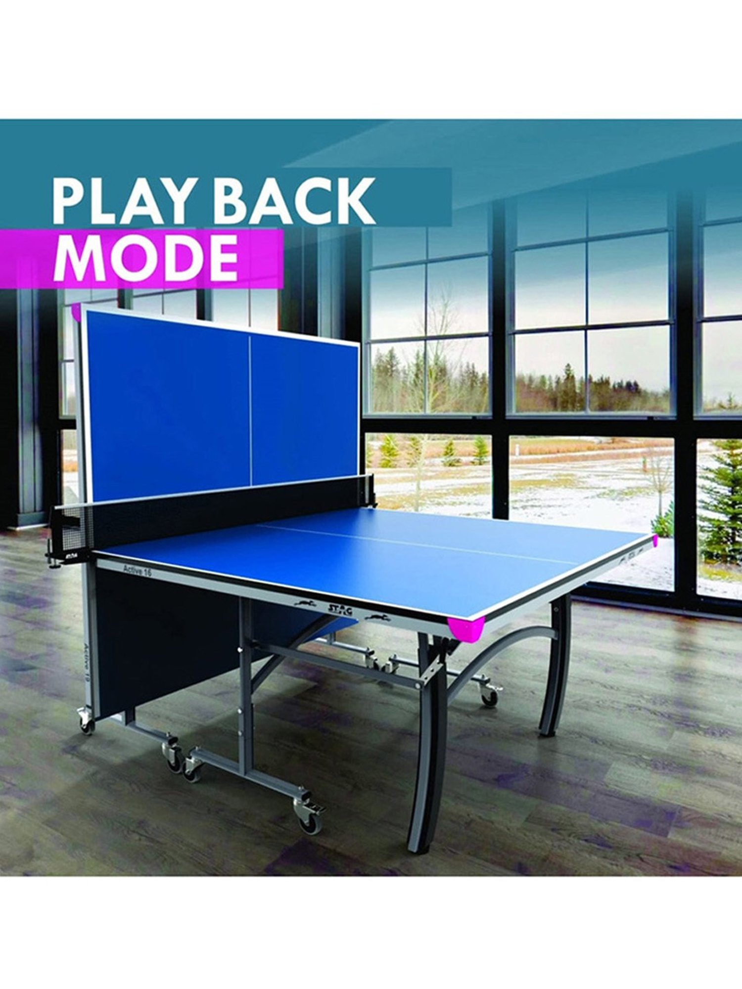 Stag Global 16mm Active Series Professional Quick Easy Setup Table Tennis Table (Blue)