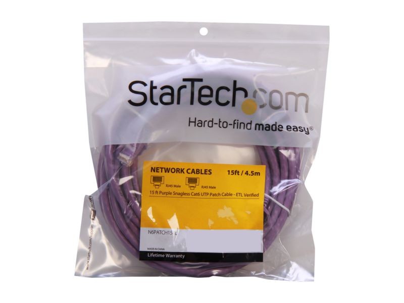 StarTech.com N6PATCH15PL 15 ft. Snagless Cat6 UTP Patch Cable - ETL Verified