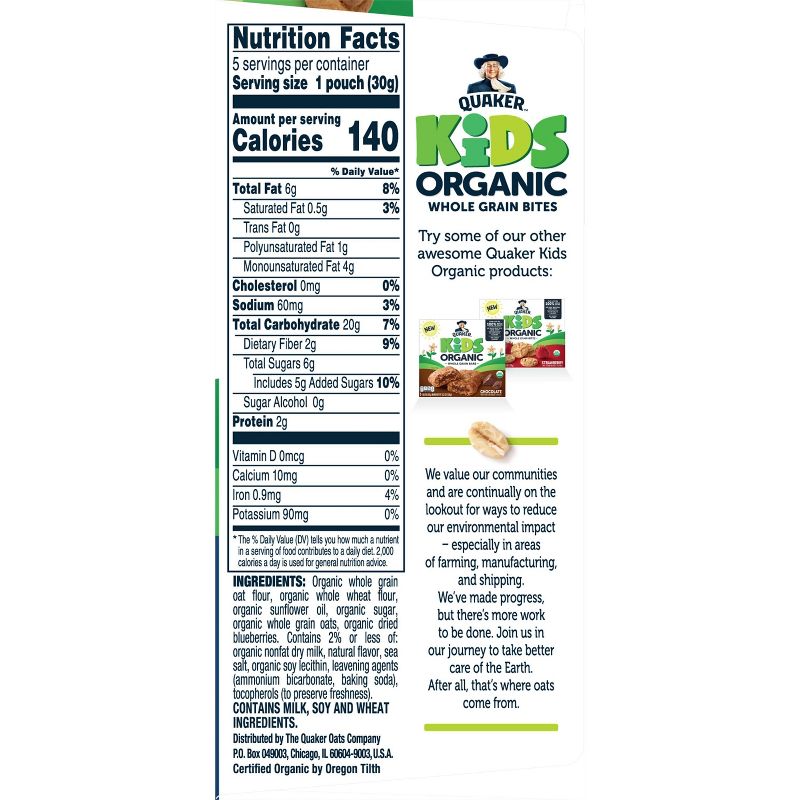 Quaker Kids Organic Bites Blueberry - 5ct