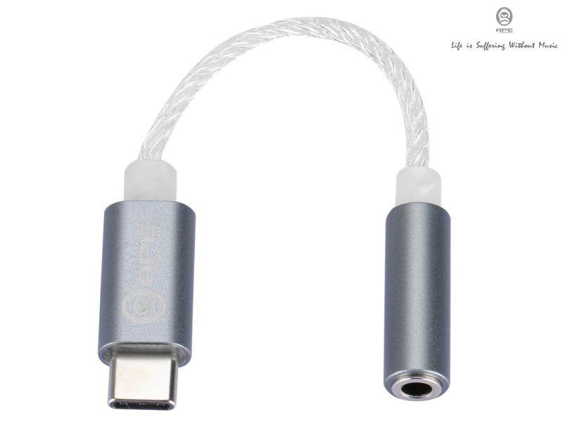 ApeSonic Pebble : USB C (Type C) Audio Adaptor, ALC5686 High Resolution DAC, to 3.5mm AUX, 32bit 384kHz Sample Rate, Class G Amp, Aluminum Casing, 5N Copper Cable, Replace 3.5mm Jack of Smart Phone