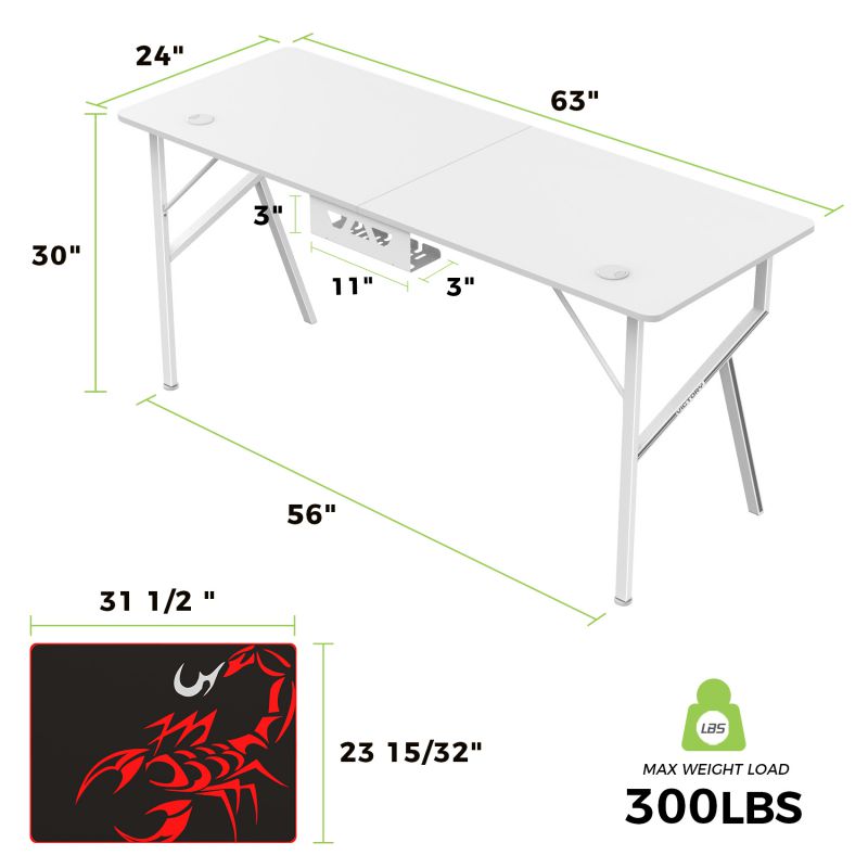 RESPAWN 3000 Gaming Computer Desk - Ergonomic Height Adjustable Gaming Desk, in Blue (RSP-3000-BLU)
