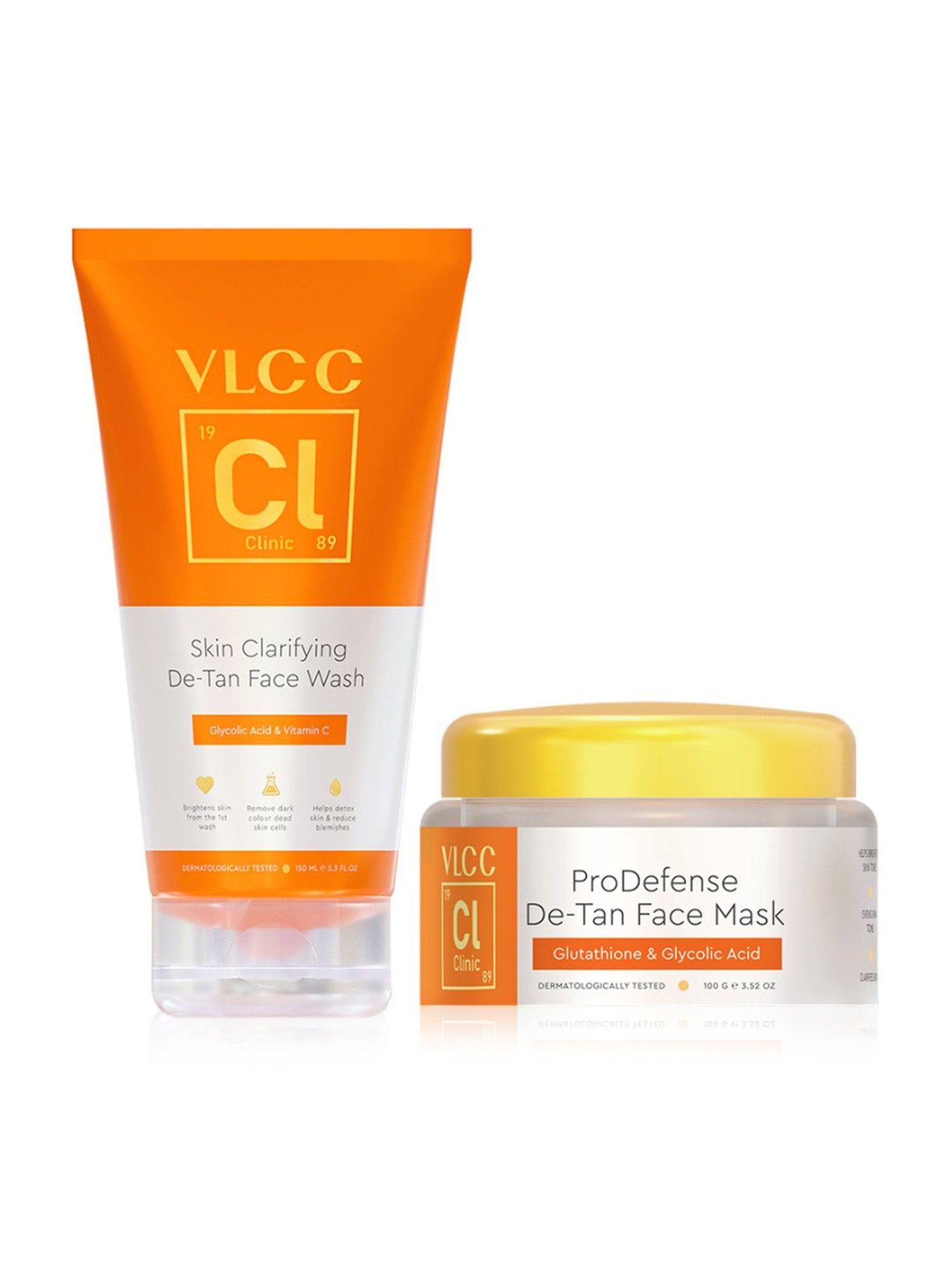 VLCC Clinic Skin Clarifying De-Tan Face Wash & De-tan Face Mask Combo