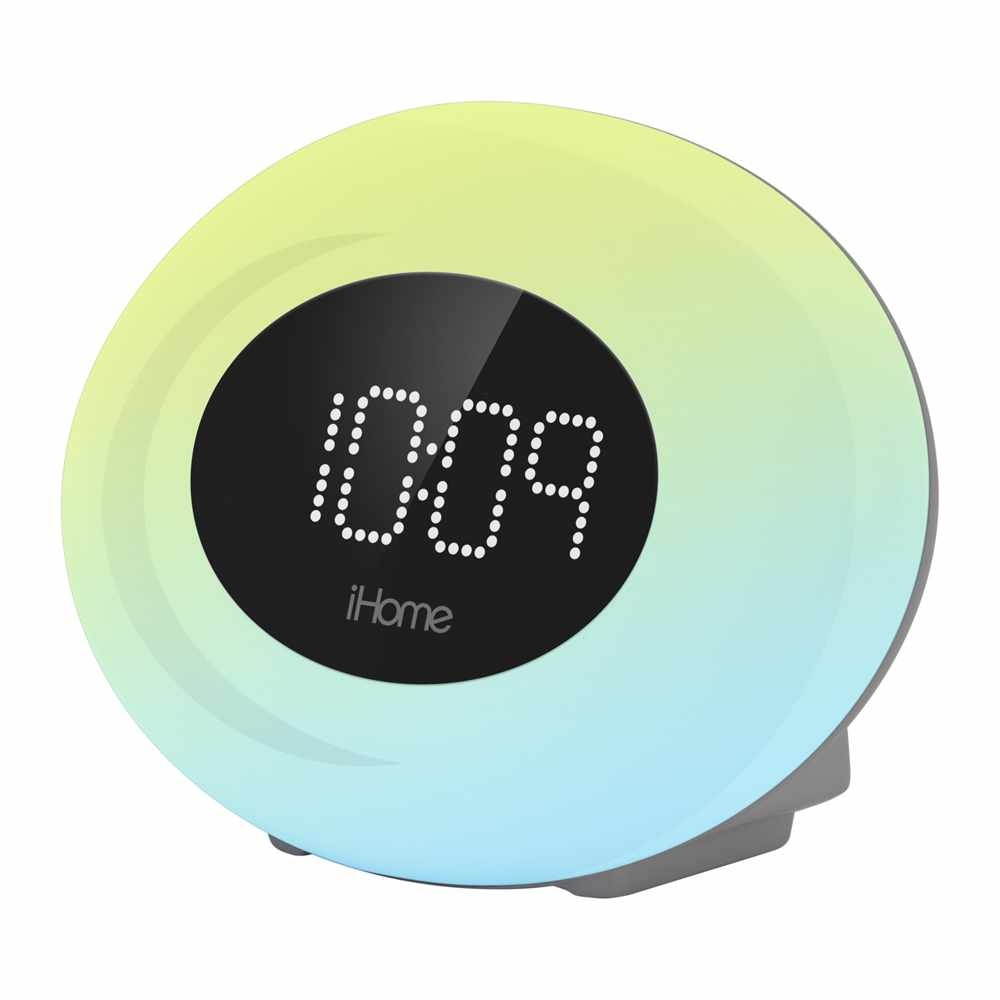 iHome FM Color Changing Alarm Clock Radio with USB Port Silver Speakers and Alarm Clocks