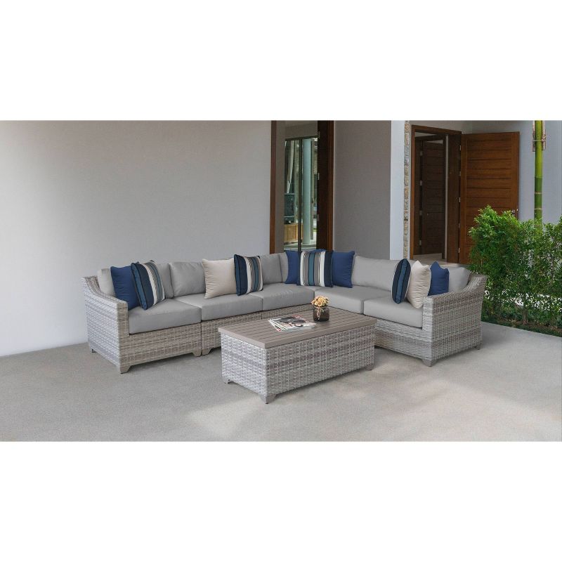 Fairmont 7pc Patio Sectional Seating Set with Cushions - Gray - TK Classics