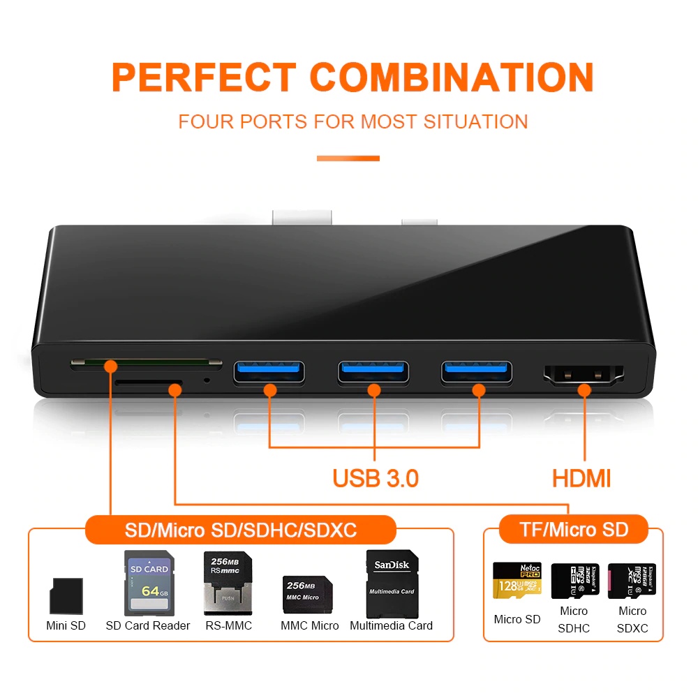 Misskit usb 3.0 card reader HUB 4K HDMI-compatible adapter SD/TF micro SD for Microsoft Surface Pro 5/6