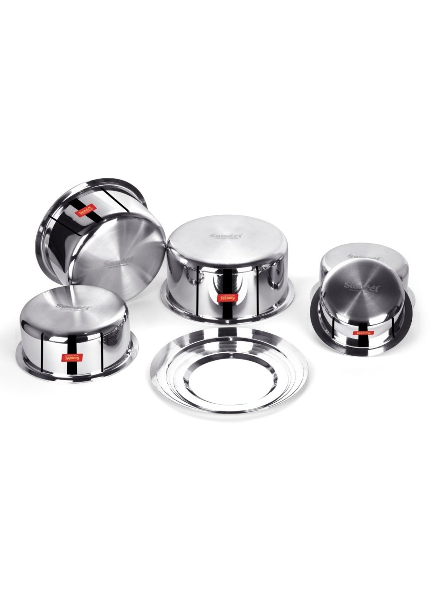 Sumeet Cook Smart TriPly SAS Tope Set of 5Pc with Lid-(1.1L,1.6L,2L,3L,4,)(14cm,16Cm,18Cm,20Cm,22Cm)