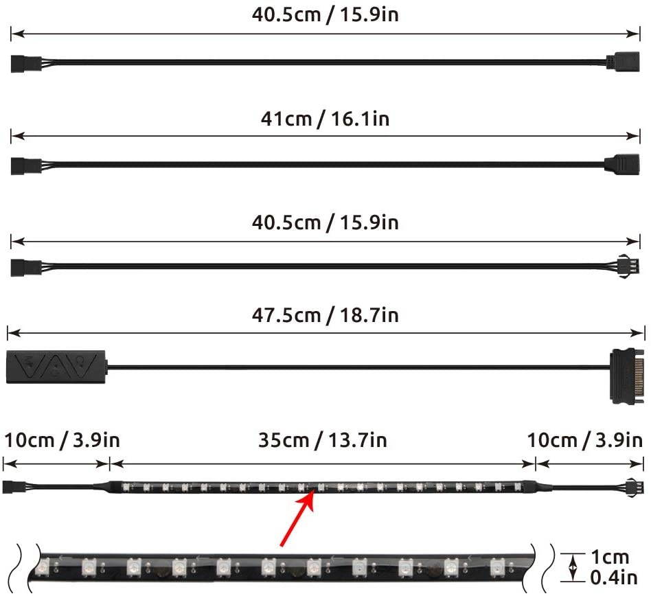 PC Addressable RGB LED Strip Lights Kit - Magnetic Rainbow PC Case Lighting 2PCS 42LEDs ARGB Strip for 5V 3pin RGB Header Motherboard Asus Aura Asrock RGB Led Gigabyte RGB Fusion MSI Mystic Light