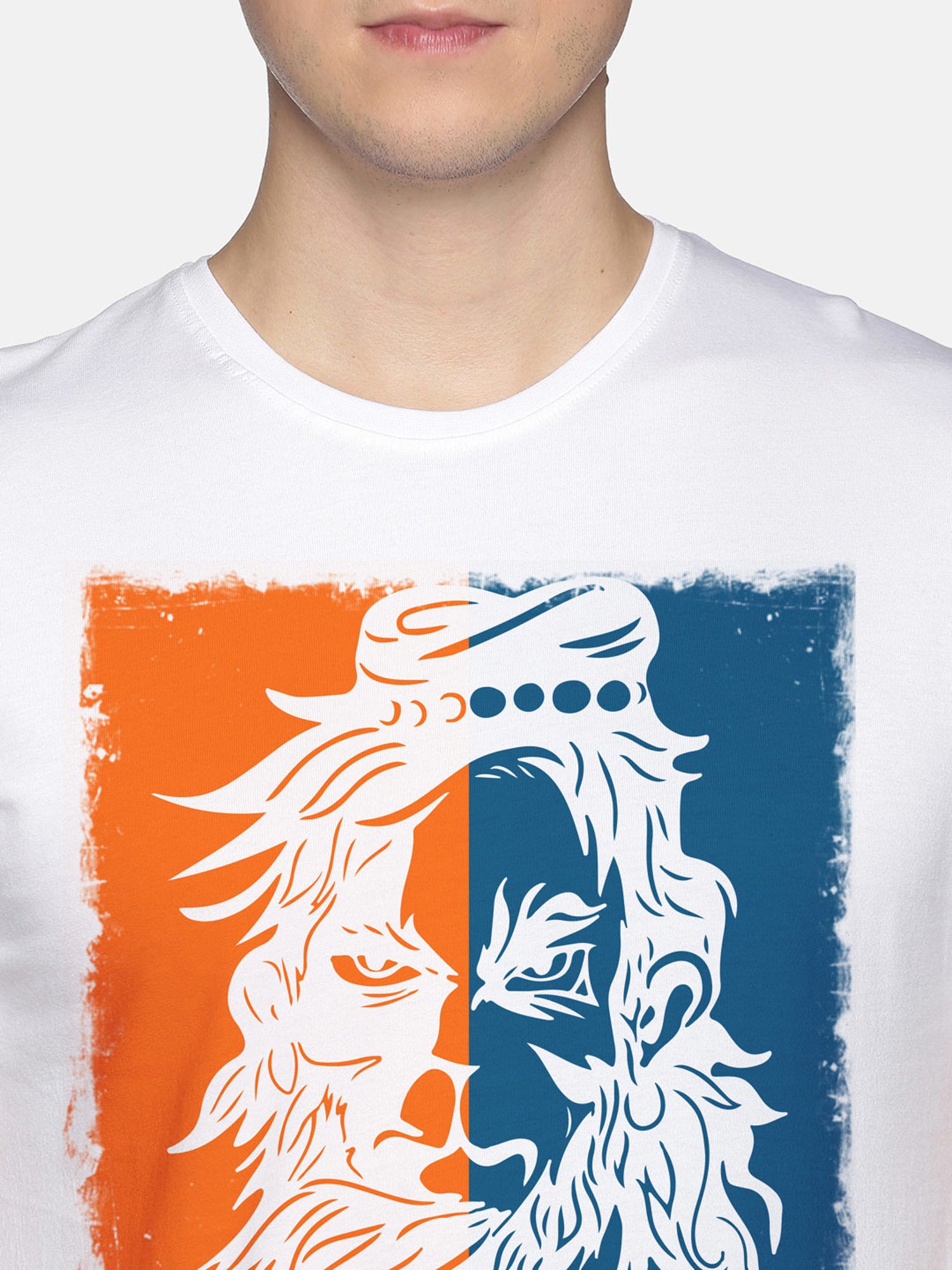 BLACK RADIO White Slim Fit Printed Cotton Crew T-Shirt