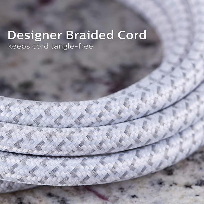 Accessories 3 Outlet 3 USB Surge Protector Extension Cord, 10 Ft Extra-Long Power Cord, Braided Extension Cord, Power Strip, Flat Plug, 300 Joules, ETL Listed, White, SPC6334WE/37