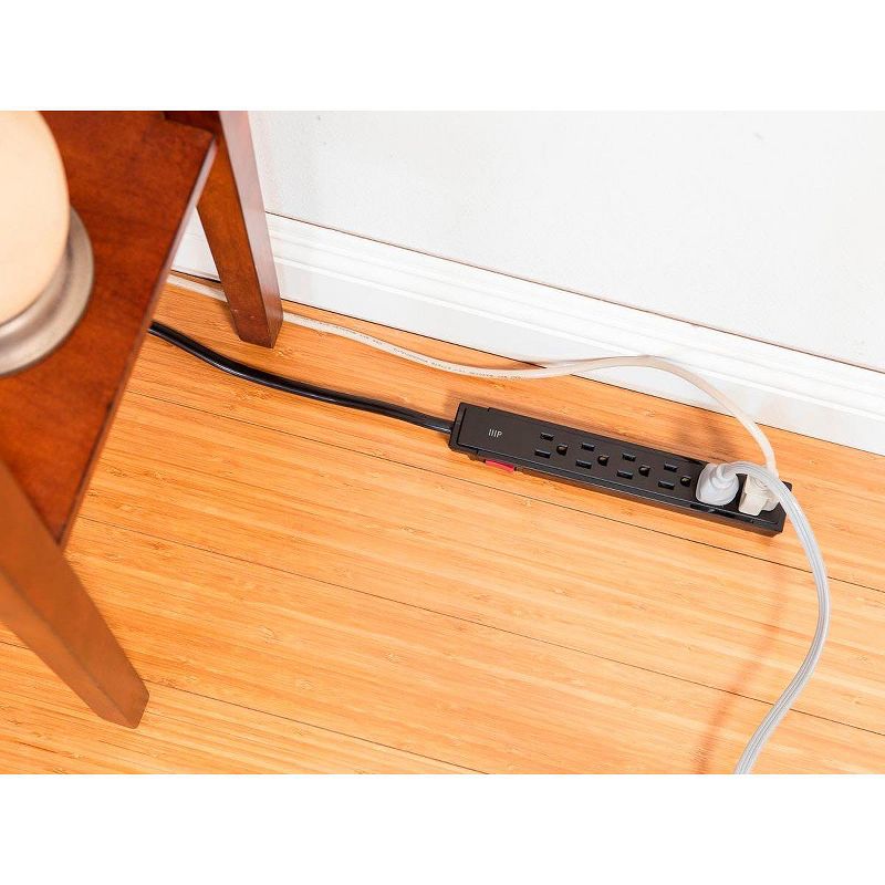 C2G 6-Outlet Surge Suppressor with (3) 1ft Outlet Saver Power Extension Cords - Receptacles: 6 x NEMA 5-15R - 270J