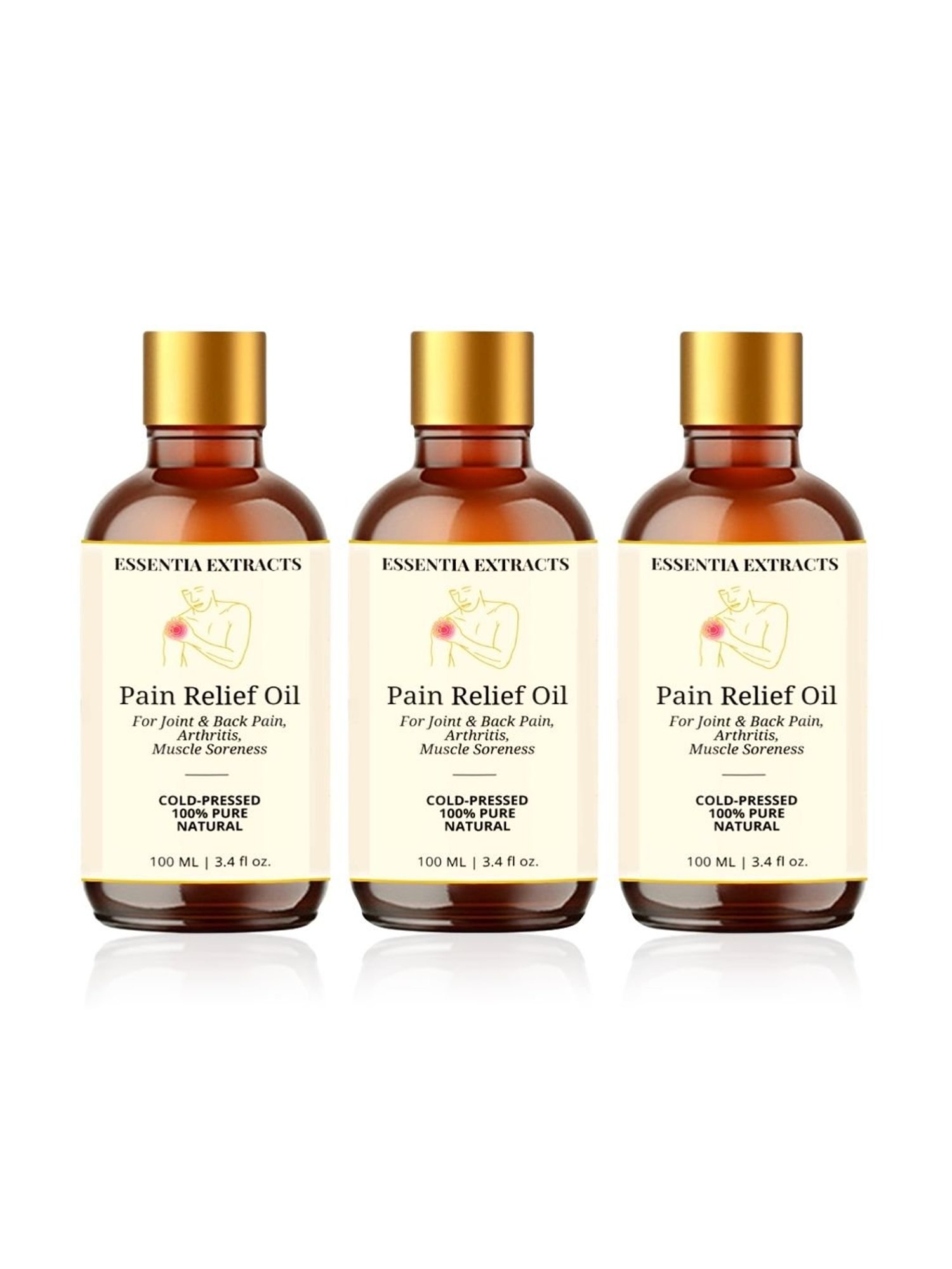Essentia Extracts Ayurvedic Pain Relief Oil for Muscle & Joint Pain (Pack of 3) - 300 ml