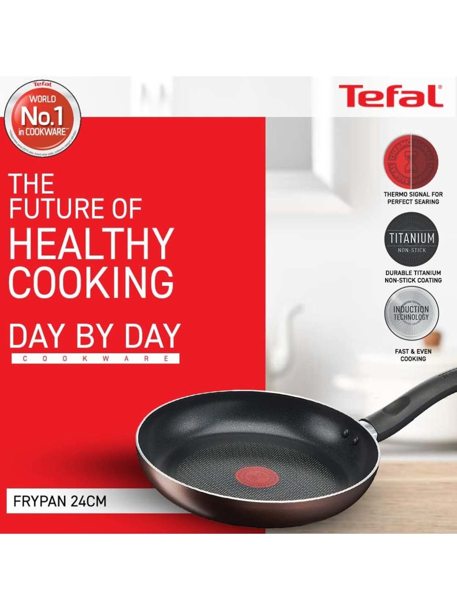 Tefal Day By Day Brown Aluminium 24 cm Non Stick Fry Pan (1 L)