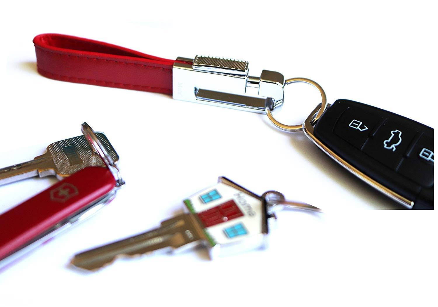 Mehr Elegant Genuine Leather Valet Key Chain - Smart & Useful Detachable Keychain w Key Rings (Monaco Red)