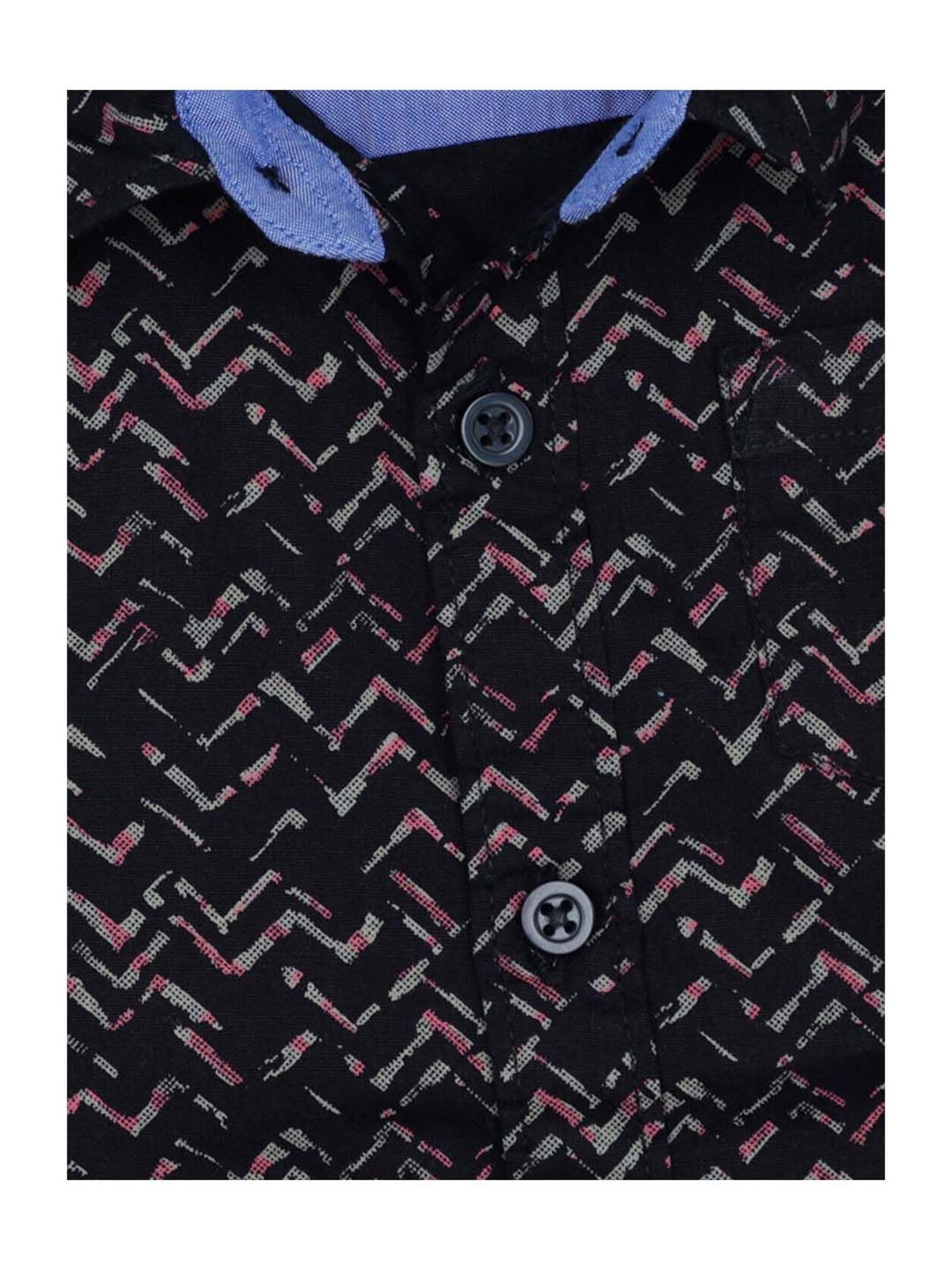 Manet Boys Black Cotton Printed Shirt