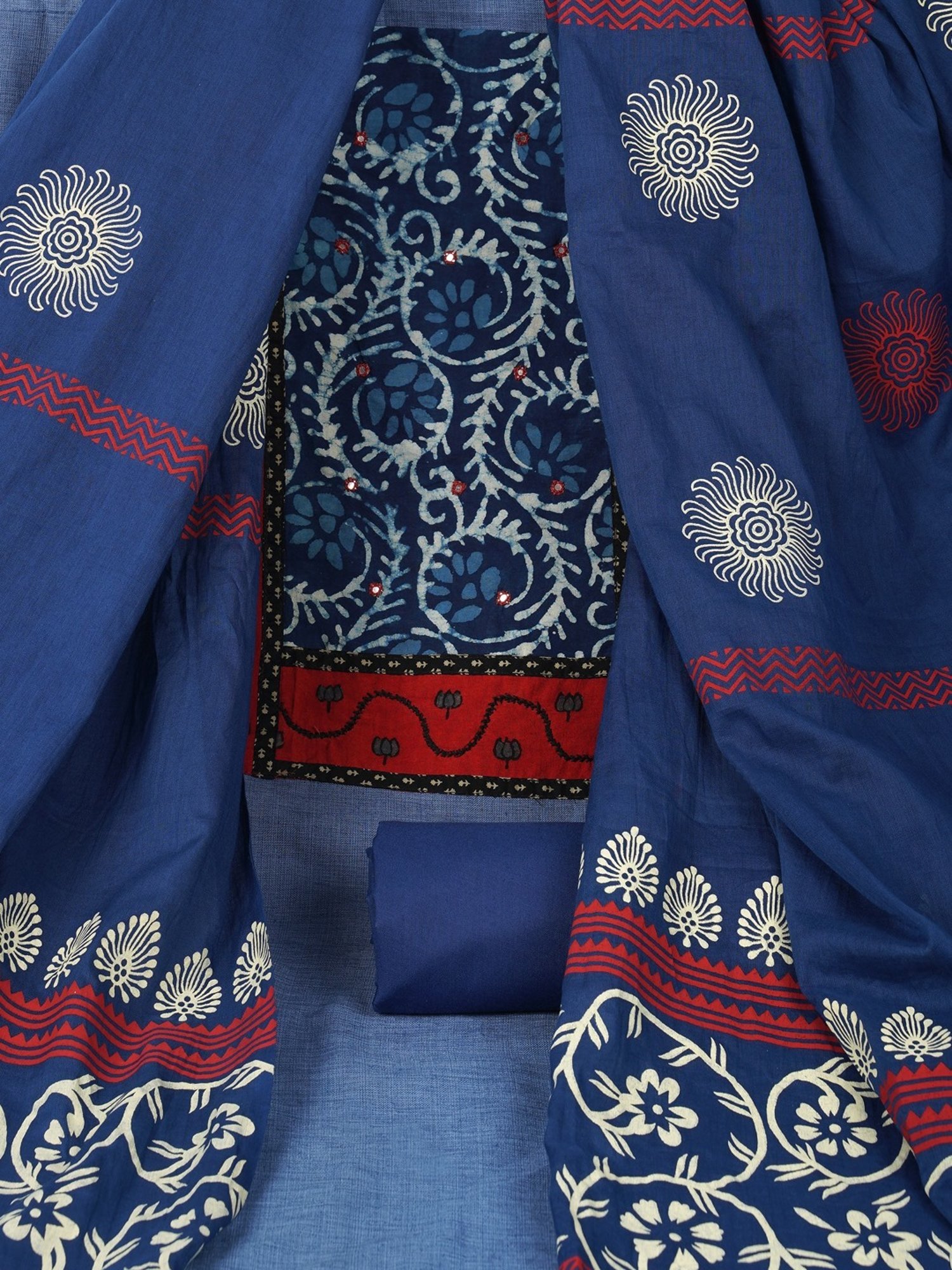 Kami Kubi Blue Printed Dress Material