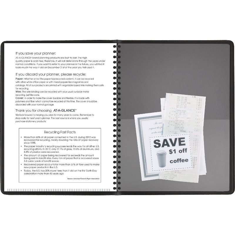 AT-A-GLANCE Weekly Appointment Book 10 7/8 x 8 1/4 Black 2020-2021 7095005