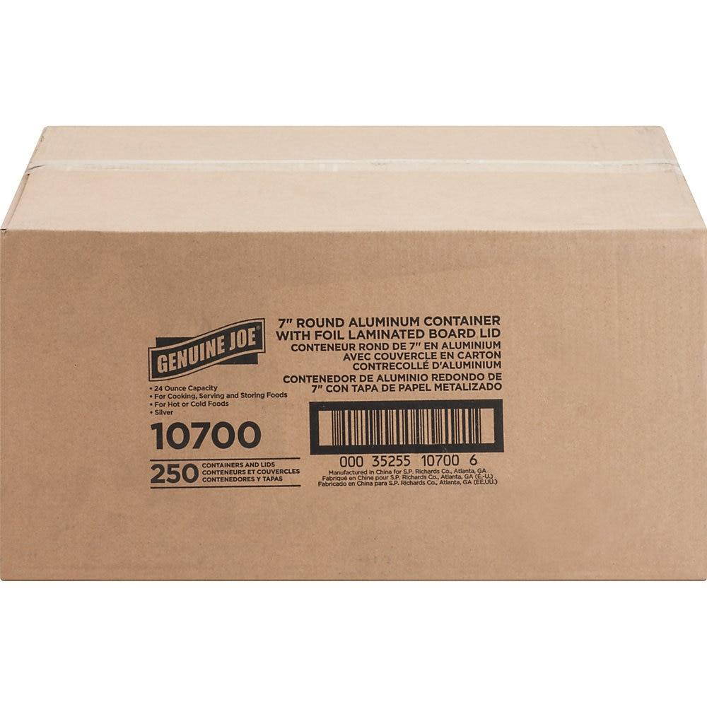 Genuine Joe Aluminum Round Food Container 7" 250/CT Silver 10700