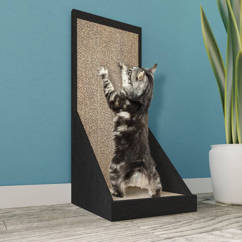 Way Basics Eco Standing Cat Scratcher Scratching Post - Black Wood Grain
